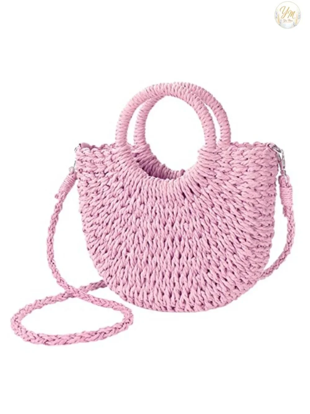 Handwoven Straw Bag Satchel Crossbody Shoulder Purse Summer Beach Woven